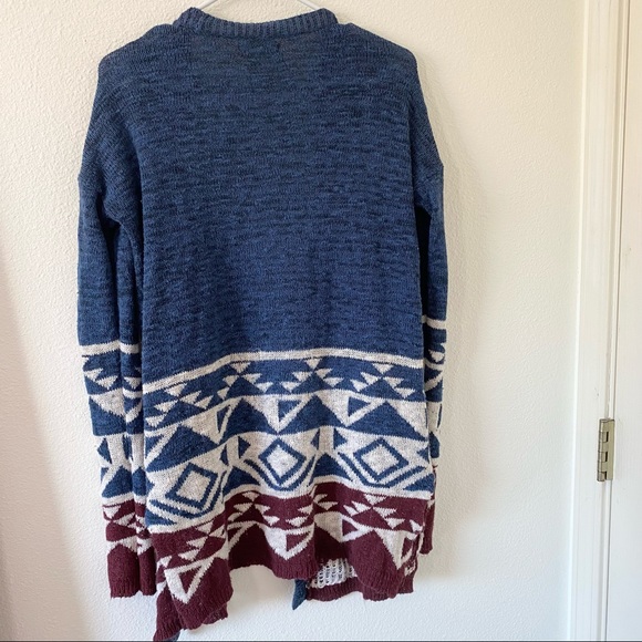 Hollister Co. Blue Red Tribal Print Aztec Cardigan - Picture 6 of 10